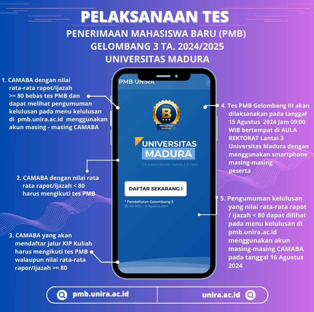 Pengumuman Tes PMB Dan KIP Kuliah Gelombang 3