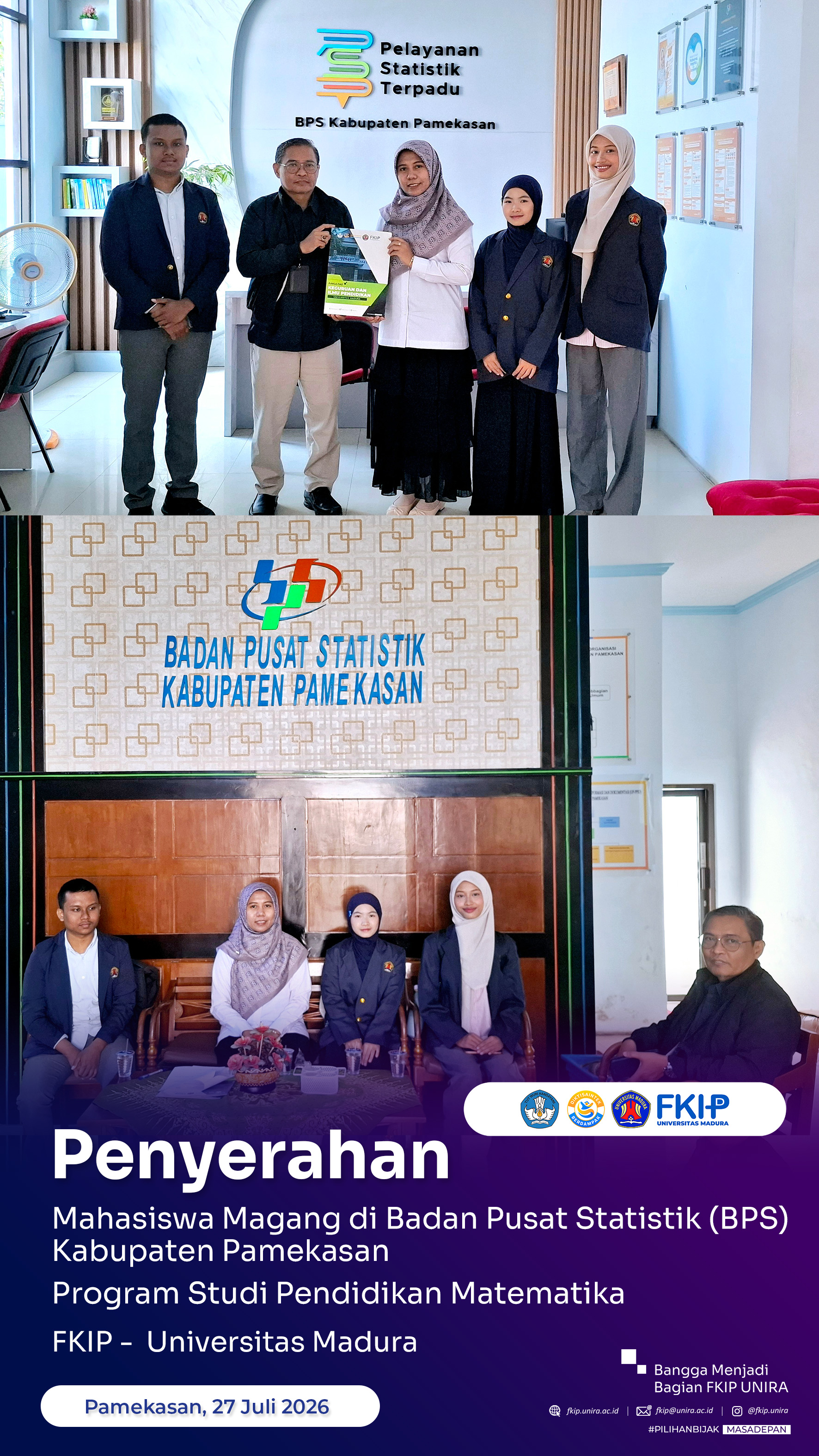 Penyerahan Mahasiswa Pendidikan Matematika FKIP Universitas Madura Magang di Badan Pusat Statistik (BPS) Kabupaten Pamekasan